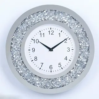 Wanduhr Wohnzimmer Dekor Crushed Diamond Spiegel Badezimmer Uhren Wand Kristall Dekorationen für Zuhause