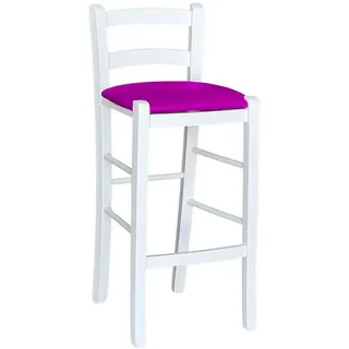 Hocker Holz Weiß Sitz IN Kunstleder Lila H 67 CM Kelche Wein Erde Ein Sitzend