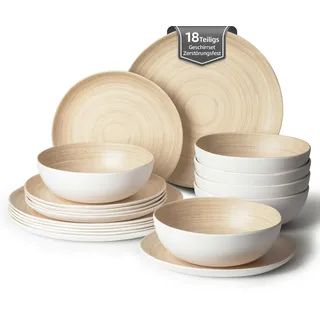 La Joventino Campinggeschirr Set für 6 Personen,18 Stück Melamin Geschirrset für Outdoor, Picknick und Gartenparty, Teller Set, Kombiservice, RV Camping Geschirr