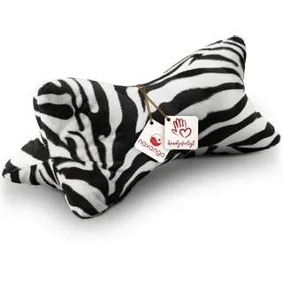 Navango® Leseknochen mit Tiermuster in Zebra Optik | Buchstütze mit kuschelweichem Bezug | ca. 40 x 18 cm | Nackenkissen bei 30° Waschbar | Universelles Buch Kissen | Nackenrolle Tablet Stütze