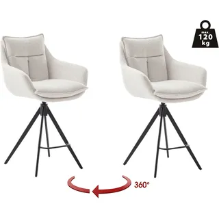 MCA furniture Bistrostuhl »Parker Tresenstuhl mit Armlehnen Tresenhocker« (Set) 2 Stk.Barhocker,Barmoebel,Barstuhl,360° drehbar,mit Lehne,belastbar 120 kg, beige