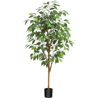 Fikus-Imitatsbaum 120 cm groß, Holzstamm, innen, Dekoration - Weiß
