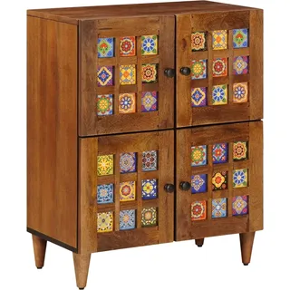 Sideboard mit Speicher Walnuss 60 x 33 x 75 cm Massivholz Mango - Braun