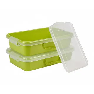 Relaxdays Sandkasten mit Deckel, 2er Set, Kunststoff, HBT: 8 x 38 x 25 cm, kleine Sandkiste für Kinder, Indoor, hellgrün