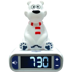 Bild von - Wecker Eisbär, Leuchtfigur, Auswahl aus 6 Alarmen, 6 Soundeffekten, Uhr, Wecker für Jungen und Mädchen, Snooze, Weiß, RL800PB