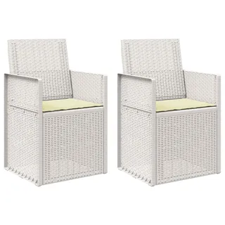 vidaXL Garten Esszimmerstühle 2 pcs Weiß und Creme PP - Weiß