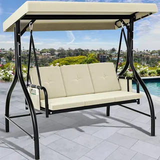 YITAHOME Hollywoodschaukel Beige 3-Sitzer
