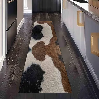Dppyuxa Tiermuster Tier Teppich Läufer Western Style Cowboy Waschbar & | rutschfest, Küchenteppich für Küche, Flur Flurteppich Lang Bauernhaus Druck Küchenläufer Schmutzabweisend 80x200 cm