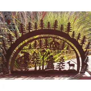 Edelrost Schwibbogen Winterlandschaft