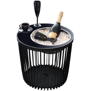 cootab cooler table "4-in-1 Loungetisch mit Edelstahl-Kühler Copenhagen 45 cm schwarz", 1 Stk. tlg. Wetterfest, Pflegeleicht, Hitzebeständig, Stapelbar,