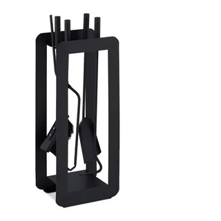 Relaxdays Kamingarnitur 5-teilig Stahl 0,56 x 0,18 m Schwarz