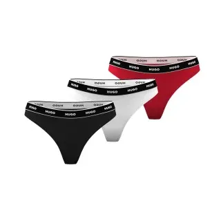 HUGO für Damen. 50545680 Set 3 Tangas mit Logo rot, weiß, schwarz (XL), Heimtextilien, Baumwolle