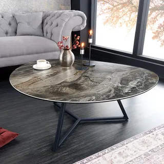 riess-ambiente Moderner Couchtisch MARVELOUS 90cm taupe schwarz Marmor Metall Keramik Wohnzimmer Beistelltisch Tisch - Taupe