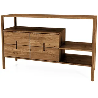 byoak Regal INA Wildeiche , Alteiche , Holz , Kerneiche , 142x86x46 cm , Kleinmöbel, Kommoden, Sideboards