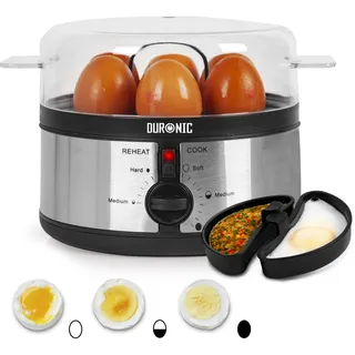 Duronic EB35 BK Eierkocher, Bis zu 7 gekochte Eier, Härtegradeinstellung weich mittel hart, Ei Weiterkochfunktion, Inklusive Messbecher und Eierstecher, Für ein perfektes Frühstücksei, 350 Watt