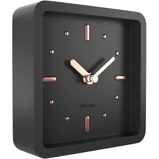 Driini Moderne Schreibtisch- und Regal-Uhr aus der Mitte des Jahrhunderts (Schwarz/Roségold) – batteriebetrieben mit lautlosem, analogen Uhrwerk – kleine Tischuhren für Büro – perfekt für Kaminsims,