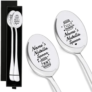 2 stück nutella löffel, nutella geschenkelöffel, dessertlöffel, Silber Gravur Löffel, Hochzeit geschenk, Geeignet Für Jubiläume, Valentinstage Oder Als Geschenk(Löffel Nicht Akzeptiert Maßanfertigung)