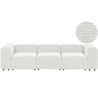 BELIANI 3-Sitzer Sofa Cremeweiß Cord-Stoffbezug Modular mit Breiten Hohen Armlehnen Niedrige Rückenlehne Modern Wohnzimmer Polstersofa Modulsofa - Weiß