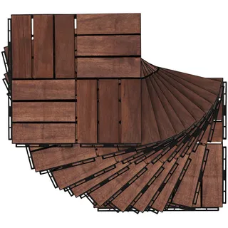 casa.pro Klickfliesen-Set 10 Tlg. Alliste , Braun , Holz , 30x1.9x30 cm , Teppiche und Böden, Terrassenböden & Balkonböden, Terrassenfliesen