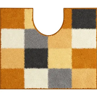 Grund Wc-Vorleger , Gelb, Schwarz, Weiß , Textil , Karo , rechteckig , 49x60 cm , Oeko-Tex® Standard 100, Made in Europe , für Fußbodenheizung geeignet, rutschfest , Heimtextilien, Badtextilien, WC Vorleger