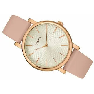 TIMEX Metropolitan TW2R85200 Damenuhr - Edelstahl rosegold - Lederband - Ø37mm