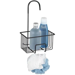 Wenko Dusch-Caddy Mod. Milito hängender Edelstahl Duschkorb Badezimmer Duschablage schwarz transparent rostfrei zur Organisation 18 x 28,5 x 13 cm