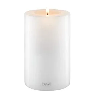 Qult Farluce Trend • Teelichthalter in Kerzenform • Kerze • Kunststoffkerze in Kerzenoptik • Teelichtkerze mit Teelichteinsatz • inkl. Teelicht • weiß (Ø 10 H 15 cm)
