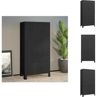vidaXL Industrial Kleiderschrank Schwarz 90x50x180 cm Metall - Kleiderschränke - Schwarz