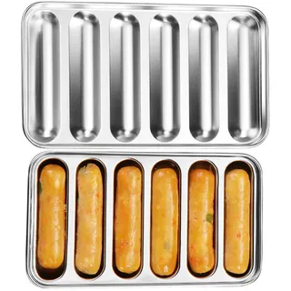Edelstahl Wurstform mit Deckel, Leichte Entnahme DIY Hot Dog Form, Hausgemachte Fleisch Wurst Form, Antihaft Wursti-Maker Backform, Wurstformer für Backen Kochen Home Küche, BBQ, Veganen Bratwürsten