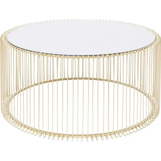 Kare Design Couchtisch Wire Uno, Brass, 80cm Durchmesser, Beistelltisch,Wohnzimmertisch, Stahl Gestell, Glas Tischplatte, rund, 41x80x80 cm (H/B/T)