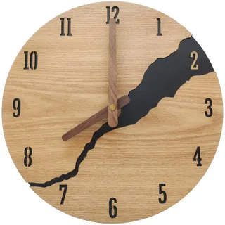 YOAI Wanduhr Modern Ohne Tickgeräus Holz 30cm Wanduhren für Büro, Wohnzimmer, Küche, Schule Kinderzimmer