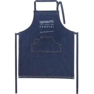 Jeans-Schürze mit Namen - Motiv Fleisch - lustig - viele Motive - Kochschürze - Grillschürze - personalisiert - dunkelblau - Größe 75x90 cm - persönliches Geschenk - mit Wunschname - mit Wunschmotiv