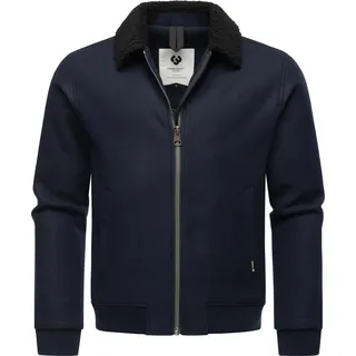 Ragwear Outdoorjacke »Outdoorjacke Sivval Felt«, ohne Kapuze, lässige Herren Jacke in Woll-Optik mit kuscheligem Kragen, blau