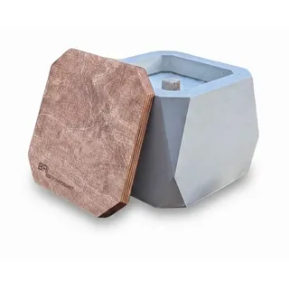 Betonformat Diamantfeuer | Wachsfresser | Outdoor Kerzenfresser 15cm aus Beton Hellgrau | Tischfeuer mit Dauerdocht | Kerzenwachs recyceln | handgefertigt | Lagerfeuer für Garten & Terrasse