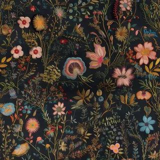 FunStick Blumenmuster Tapete Schwarz Retro Stickerei Stil Schwarze Tapete Selbstklebend Wand Badezimmer Schlafzimmer Klebefolie Möbel Blumen Dunkel Schrankpapier Möbelfolie Schwarz Blumen 44.5CM×3M
