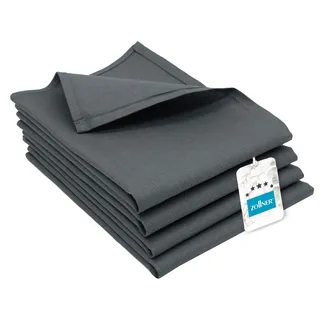ZOLLNER 4er Set Geschirrtücher, Küchentücher, 50x70 cm, Halbleinen, anthrazit