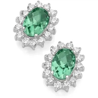 Paar Ohrstecker SMART JEWEL "Ohrstecker elegant, farbige Steine und weiße Zirkonia, Silber 925", grün, Ohrringe, Damen, Silber 925 (Sterlingsilber), Paar Ohrstecker