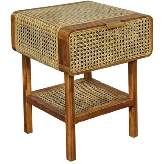 SIT Möbel ROMANTEAKA Nachtkommode Teak/Peddigrohr-Geflecht natur