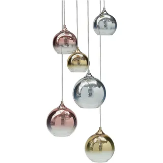 BELIANI Hängelampe Halbdurchsichtig Messing Kupfer Silber Glasschirme Eisen 6 Leuchte Modernes Design Wohnaccessoires Wohnzimmer - Bunt, Gold, Kupfer, Silber