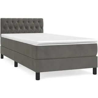 vidaXL Boxspringbett mit Matratze Dunkelgrau 90x200 cm Samt - Grau