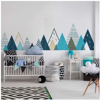 Wandaufkleber, selbstklebend, für Kinder, Riesen-Dekoration, skandinavische Berge für Kinderzimmer, Tipika, 95 x 360 cm