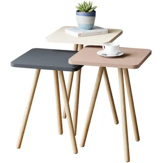 [en.casa] Satztisch Hobro 3-tlg. 34/34/49 , Holzwerkstoff , 34x49x34 cm , Wohnzimmer, Wohnzimmertische, Beistelltische