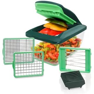 Genius Nicer Dicer Chef S Kombi-Set Premium (7 Teile) in grün mit Hobeleinsatz Gemüsehobel Gemüseschneider Tomaten-Gemüse-Schneider - einfach & schnell Gemüse schneiden