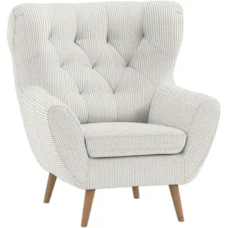 Stylife Ohrensessel , Creme , Textil , Eiche , massiv , Uni , 87x101x95 cm , Fußauswahl, Stoffauswahl, erweiterbar (Typenauswahl) , Wohnzimmer, Sessel, Ohrensessel