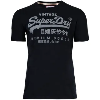 Superdry Herren T-Shirt - VI Classic Tee, Logo, Rundhals, einfarbig Dunkelblau L