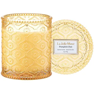 LA JOLIE MUSE Duftkerze Kürbis Chai Zuhause-Duftkerze mit Rosenduft,Geschenkidee für Frauen & Männer,6oz 170g, 40 Stunden Brenndauer