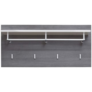 INOSIGN trendteam Garderobe Paneel Line Sard. Rauchsilber/Weiß Melamin/ 80x40x28 cm - Farbe Sardegna Rauchsilber mit Hutablage, Kleiderstange und 4 Haken