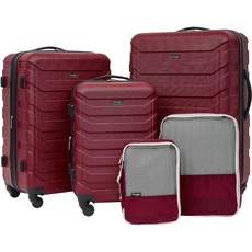 Wrangler 5-teiliges Gepäck- und Zubehör-Set, Rot/Ausflug, einfarbig (Getaway Solids), 5 Piece Set, 5-teiliges Gepäck- und Zubehör-Set