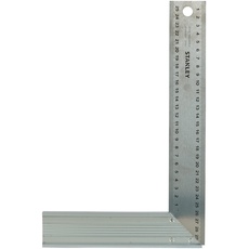 Stanley Schreinerwinkel (300 mm Breite, 200 mm Länge, gerippter Aluminiumgriff, Edelstahlblatt, 45° Winkel) 1-45-686