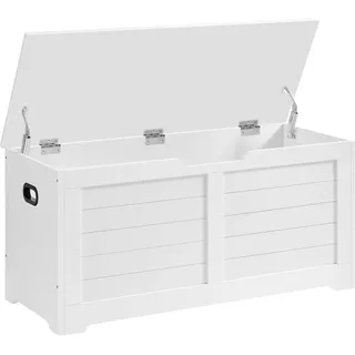 VASAGLE Schuhbank, Sitzbank mit Stauraum, Sitztruhe mit 2 Sicherheitsscharnieren, Aufbewahrungsschrank, Landhausstil, 40 x 100 x 46 cm, für Flur, Schlafzimmer, Wohnzimmer, wolkenweiß LSB061T10